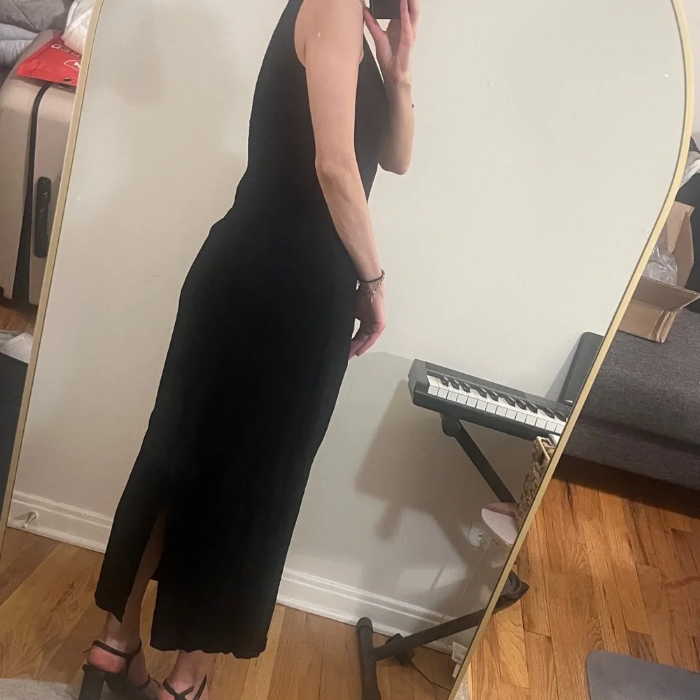 Vintage Y2K Johnny Was Black sleeveless midi dress w embroidery details xs/s - Picture 3 of 10